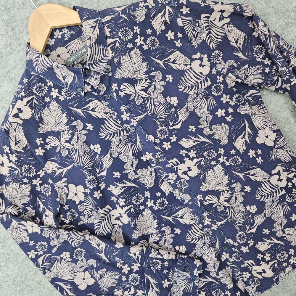 Slate & Stone Button Down Shirt Men's Medium Purple Floral Long Sleeve‎ Cotton